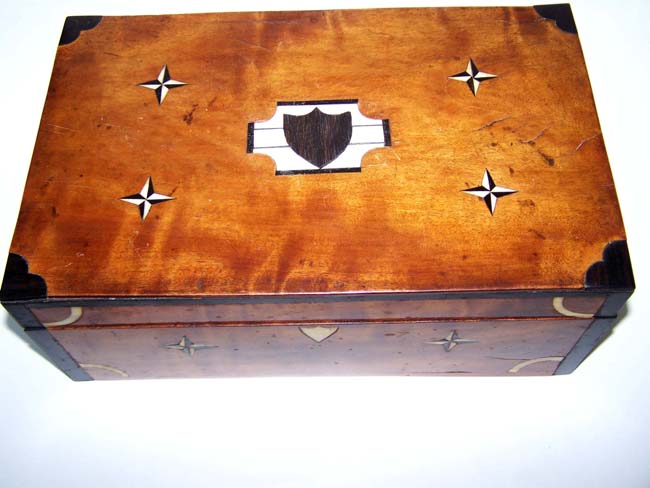 A Stunning 19th century Sailor-Made Inlaid Ivory and Ebony Maple Box with Federal Shield and Stars circa 1850. — image 2